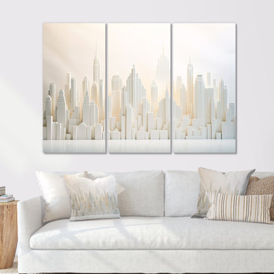 Pearl Peaks Skycraper Skyline I - Skyscrapers, ensemble d'art sur toile