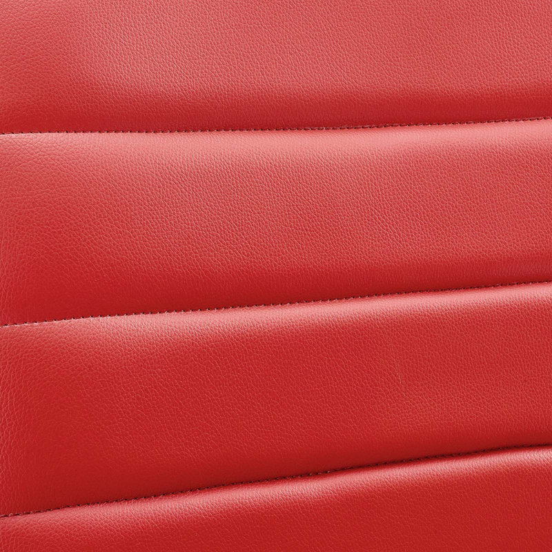 Red Vinyl Armless Swivel Office Chair with Chrome Base