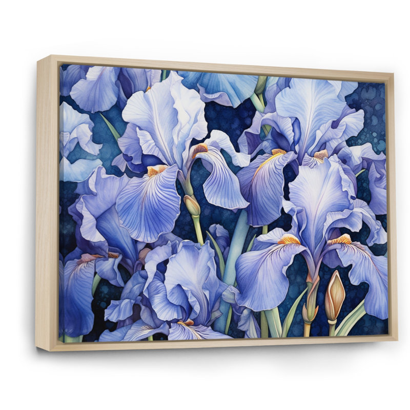 Impression sur toile mauve, vert et iris, H 34 po x l 44 po x P 1,5 po, Cadre naturel flottant