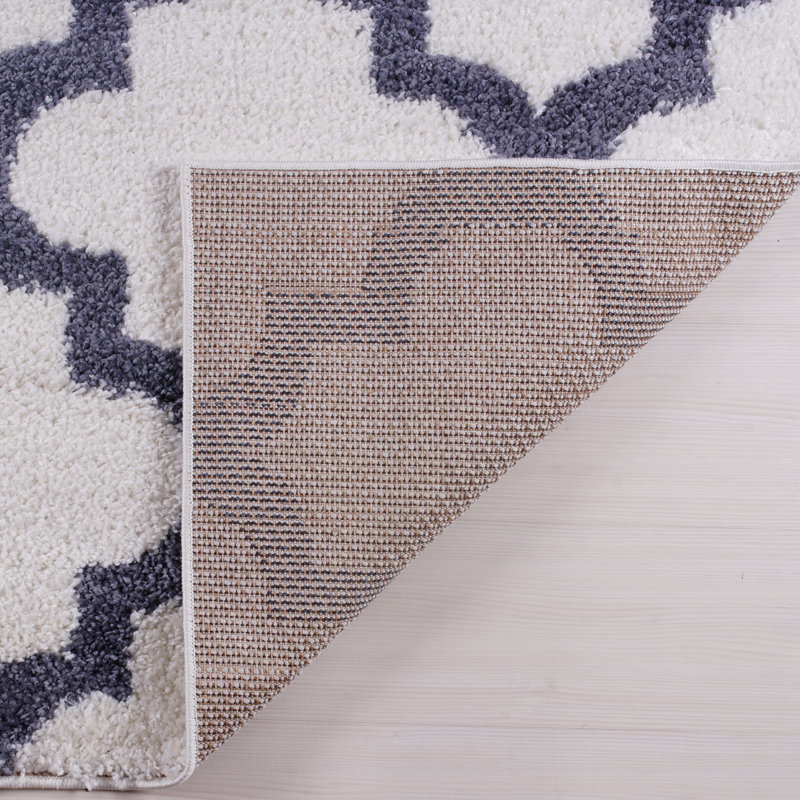 Tapis décoratif gris géométrique Ean, Rectangle 6 pi 5 po x 9 pi 5 po