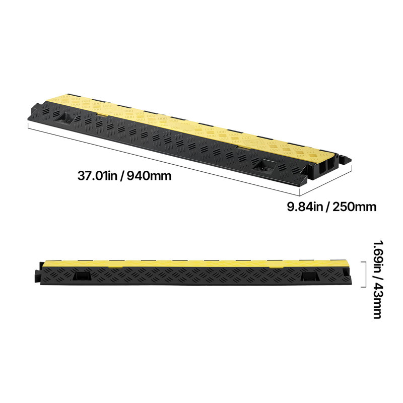 Ensemble de 3 rampes de protection pour câbles en TPU 38 x 10,63 x 6,5 po jaune et noir 22 000 lb par essieu