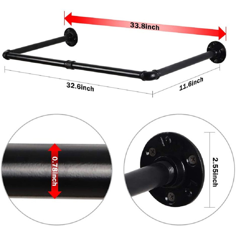 Frison 32.6'' Metal Wall Mounted Clothes Rack