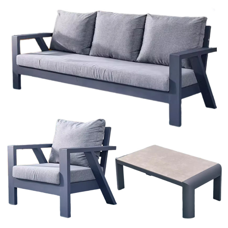 Ensemble de conversation d'extérieur 4 places avec coussins Nabia, H 17,71 po x L 51,18 po x P 27,55 po