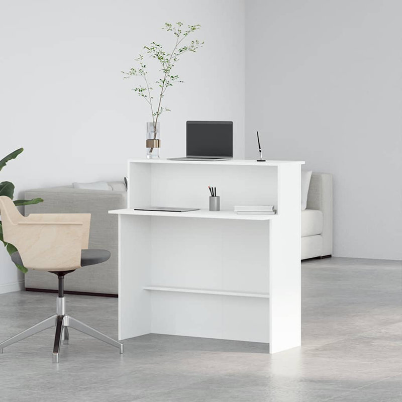 Bureau de réception avec comptoir standard en bois d'ingénierie blanc