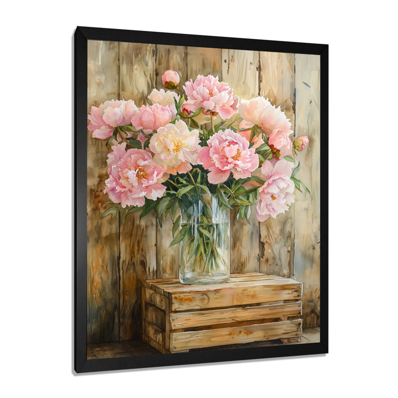 Shonna - Floral Wall Art, 20" H x 12" W, Picture Framed, Black