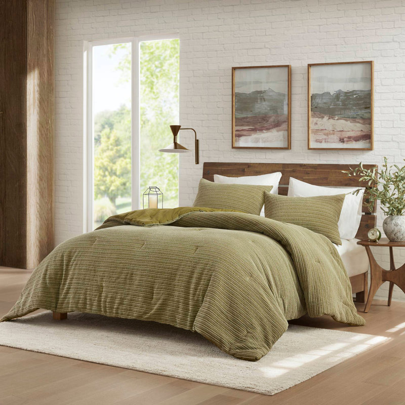 Waffle Weave Washed Comforter Set with Shams