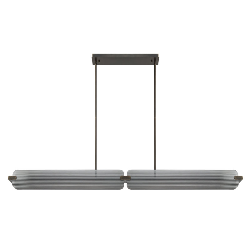 Lustre néon, 4 lumières, 67 po, laiton vieilli, verre fumé, Fumée