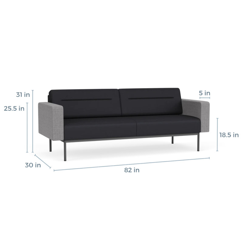 Canapé de réception Darsey, Sans alimentation, Noir Patriot Plus; gris chambray, Gris anthracite