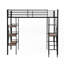 Lit mezzanine simple en métal avec tablettes et bureau - aucun sommier requis, solide et durable