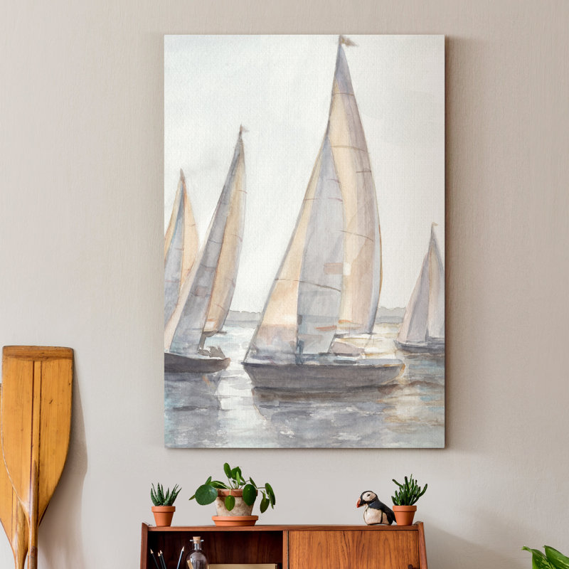 Plein Air Sailboats I Canvas Painting Print, 36" H x 24"  W x 1" D