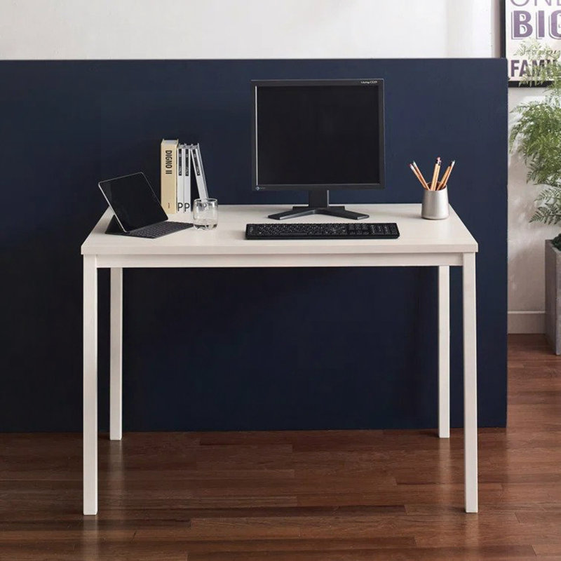 Bureau d'ordinateur contemporain en bois et métal ivoire