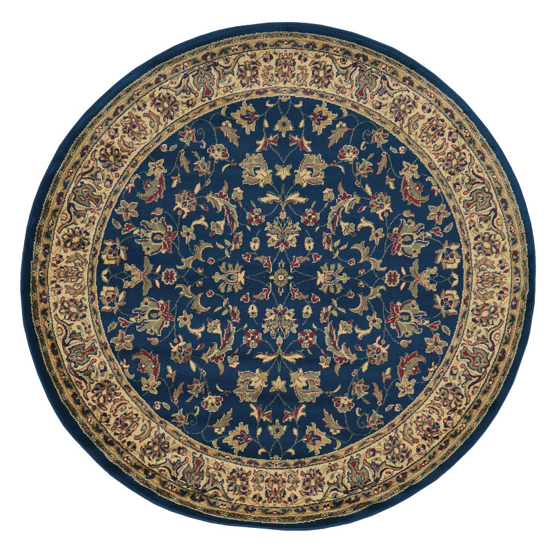Tapis d'intérieur bleu marine Safira, Rond 5 pi 3 po