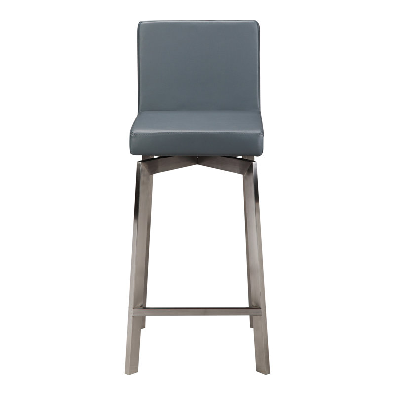 Giro 26" Swivel Bar Stool with Cushion, White, Counter Stool (26" Seat Height)