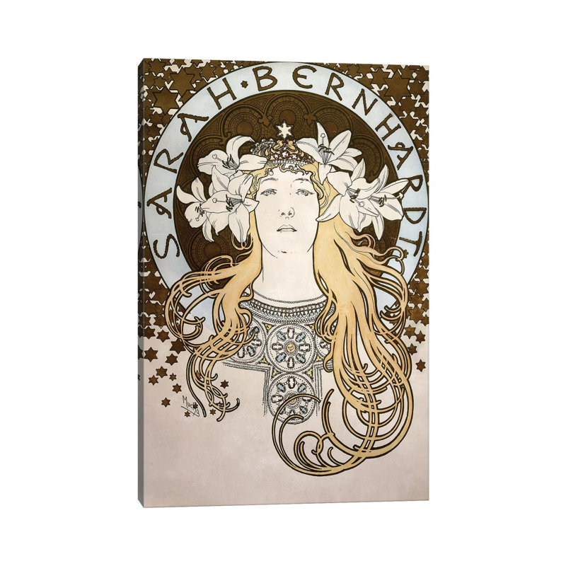 Sarah Bernhardt As La Princesse Lointaine (from La Plume Magazine) by Alphonse Mucha - Wrapped Canvas Print