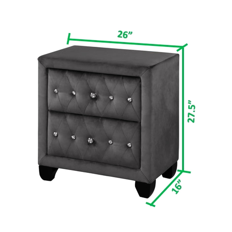 Table de chevet Modern 2 avec revêtement en velours gris