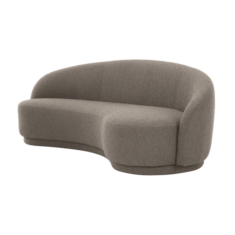 82.25" Round Arm Curved Loveseat, Maya Taupe Boucle