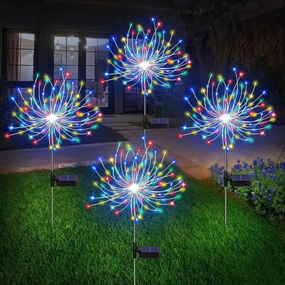 4 Pcs 120 Led Solar Firework Lights – Starburst Fairy Lights With 8 Lighting Modes Ip65 Waterproof,patio/yard/christmas Holiday Decor