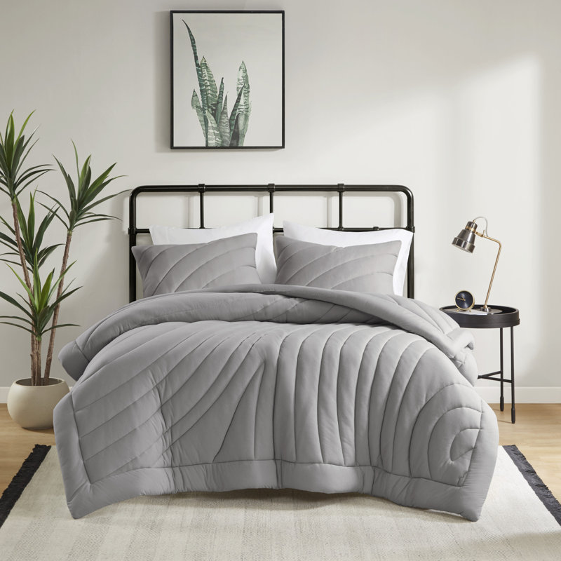 Soft Bedding Sets, Queen Comforter + 2 Standard Shams, Gray