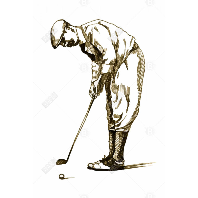 "Illustration d'un golfeur concentré" sur toile