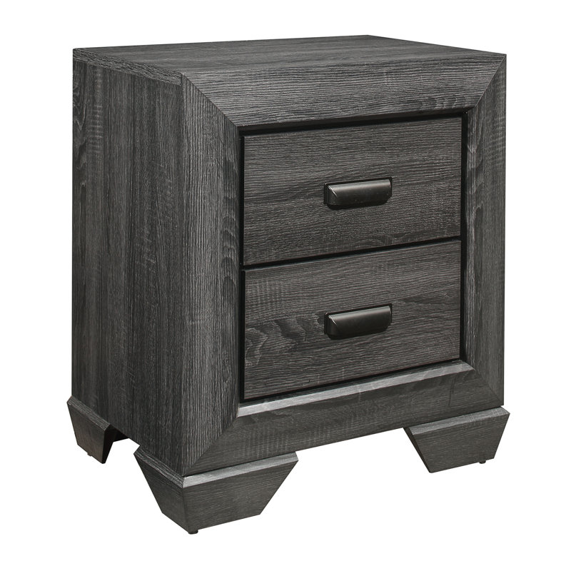 Table de chevet de chambre à coucher en gris - 2 tiroirs en bois rustique 2 pour le style, Gris