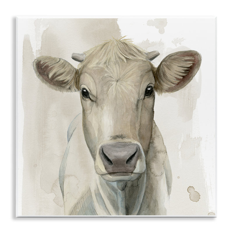 Art mural en forme de visage de bovin monochrome, design par Grace Popp
