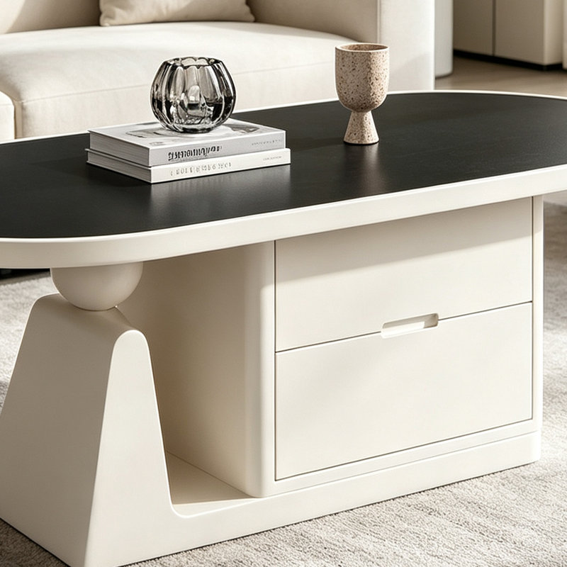 Table basse Cozy Living, H 15,74 po x l 51,18 po x P 27,55 po, Noir/crème