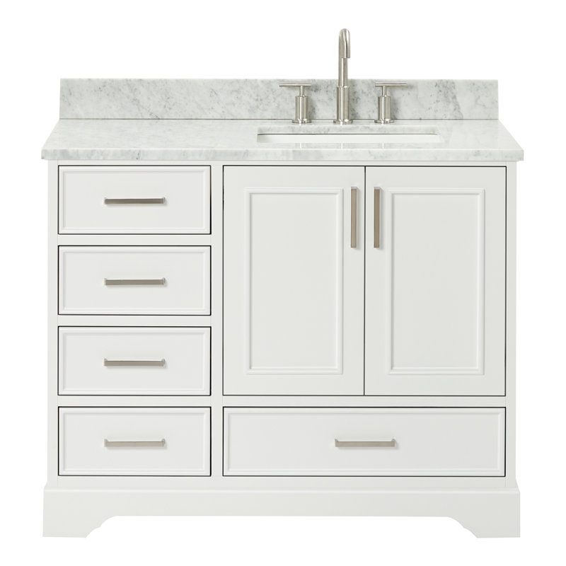 Ensemble de meuble-lavabo simple 43 po avec plateau Abita, Blanc