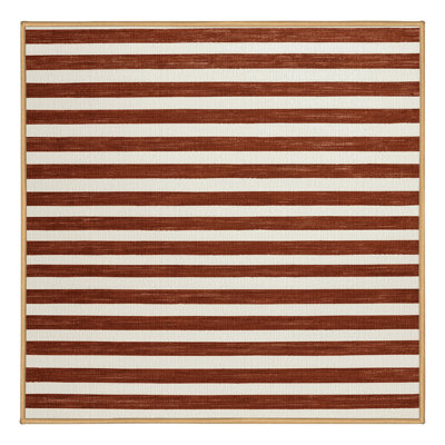 Tapis brun à rayures horizontales lavable à la machine