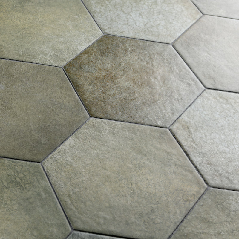 Heritage Hex 7" x 8" Porcelain Stone Look Wall & Floor Tile, Jungle