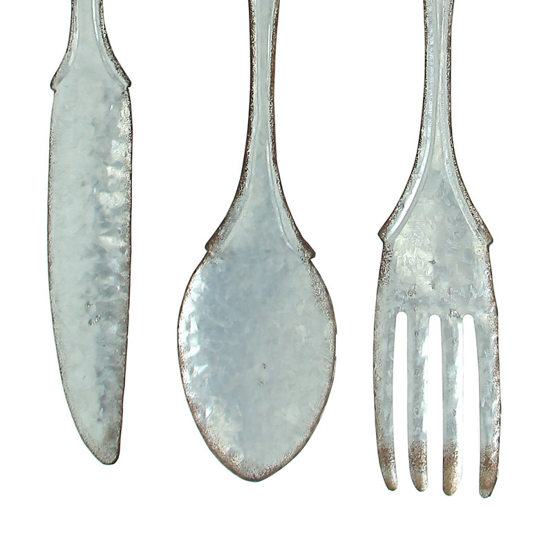 Ensemble de décoration murales de cuisine à couteaux en métal galvanisé 3 pièces, H 31 po x l 3,5 po x P 0,25 po