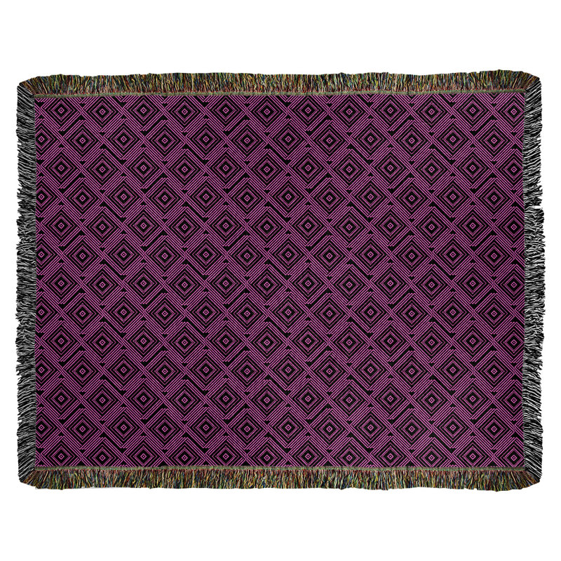 Couverture en coton tissé Katelyn Elizabeth, l 37 po x L 52 po, Noir / Rose