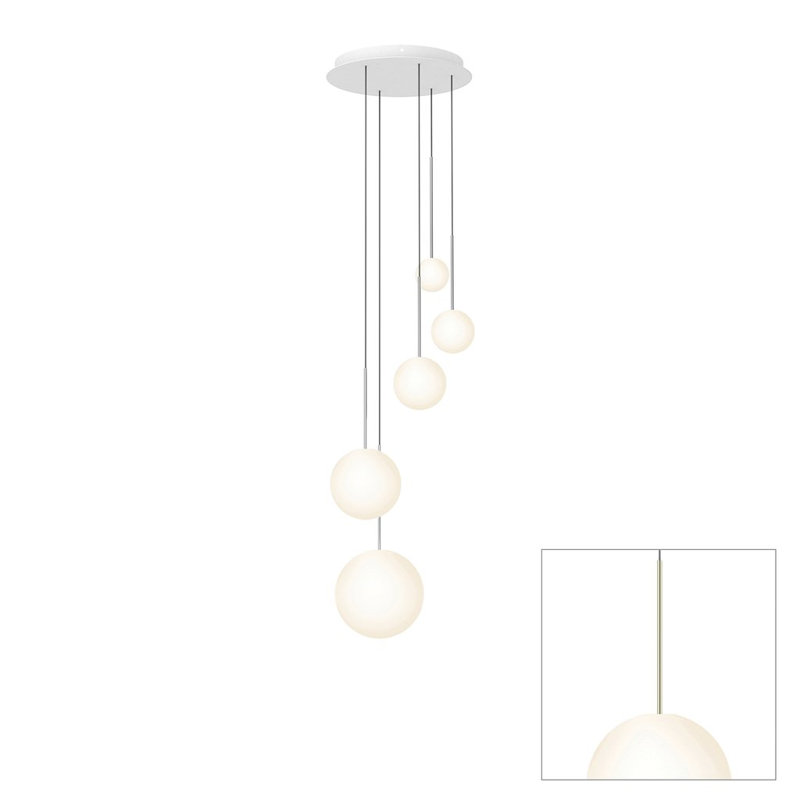 Lustre suspendu sphère Bola, H 109 po x l 17 po x P 17 po, Laiton