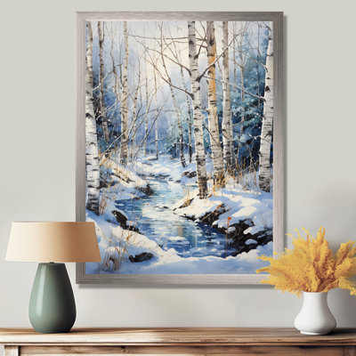 Vonny Birch Woods Winter Moonrise I - Tree Birch, art mural