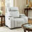 Reny Manual Reclining Chair W Cup Holders, Light Gray Microfiber