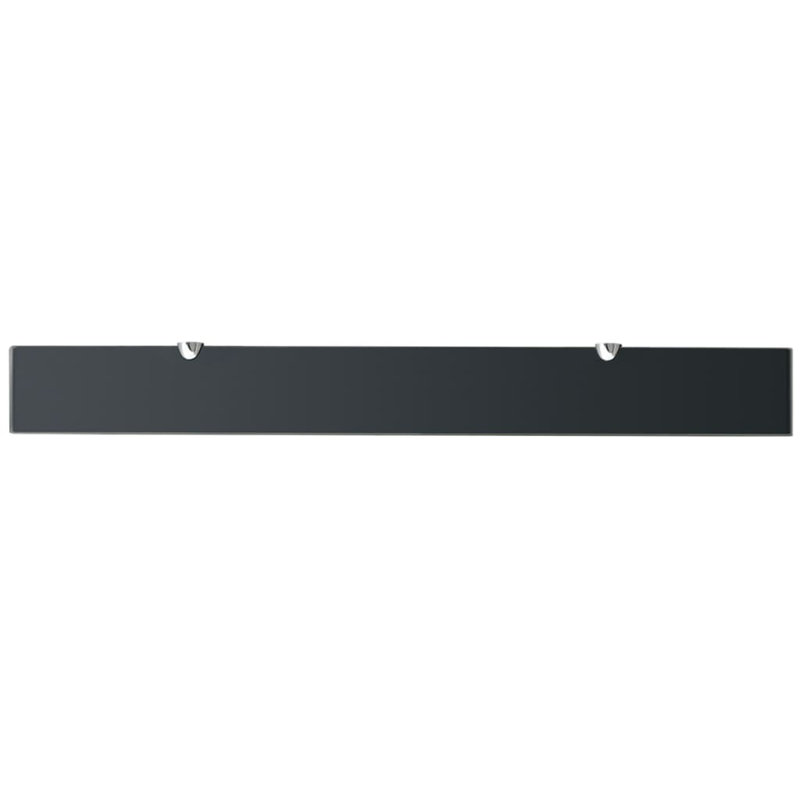 2 Piece Glass Floating Shelf, Black, 0.8cm H x 90cm W x 10cm D