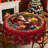 Machine-washable polyester tablecloth with red Santa Claus design