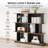 Modern 43.4''H x 51''W Geometric Bookcase, Wooden Wide Room Divider Bookshelf with Storage, 3 Tier Open Decorative Display Shelf in Black Walnut