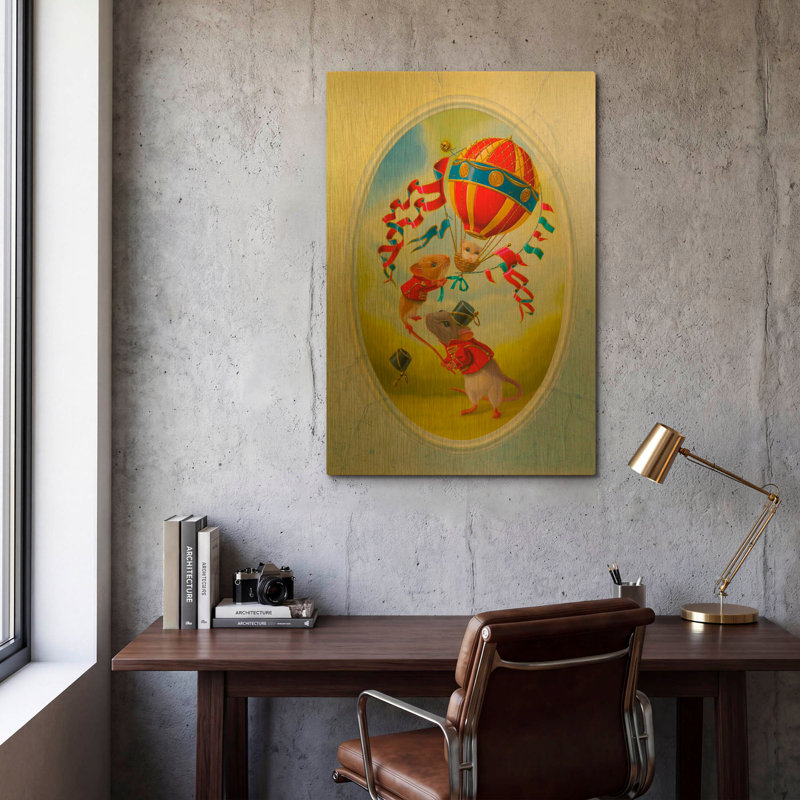 « Ballon sous le mistral » de Valery Vecu Quitard, tableau mural en métal doré, 61 x 91 cm, 24 po x 36 po