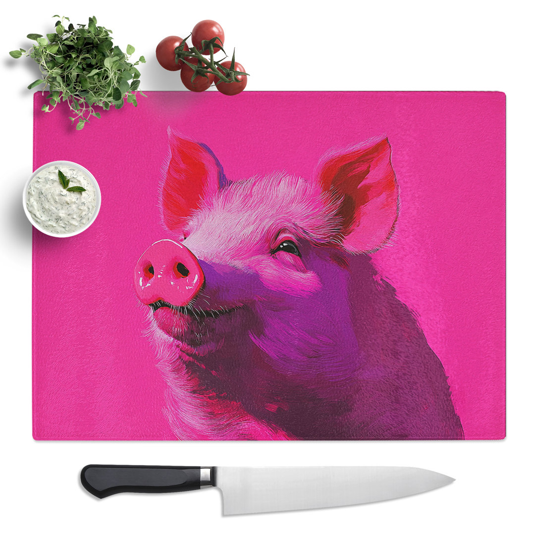 Pig Graphic  Glass Chopping Board