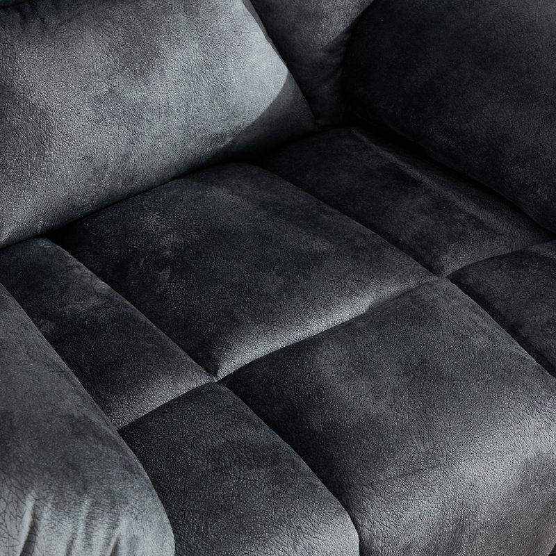 35" Wide Modern Super Soft Microfiber Comfortable Manual Recliner, Gris foncé