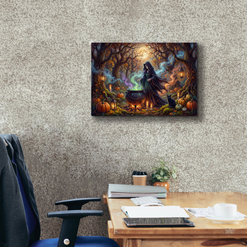 " Halloween Witch Cauldron " Print, 26 po x 18 po