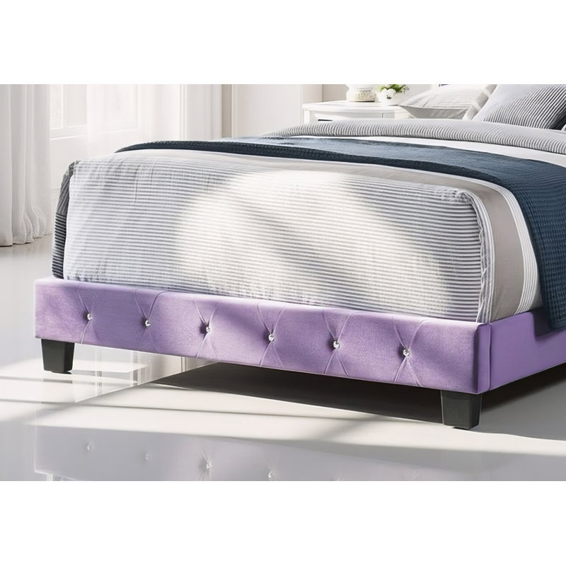 Lit double en velours mauve Modena, Mauve, Double