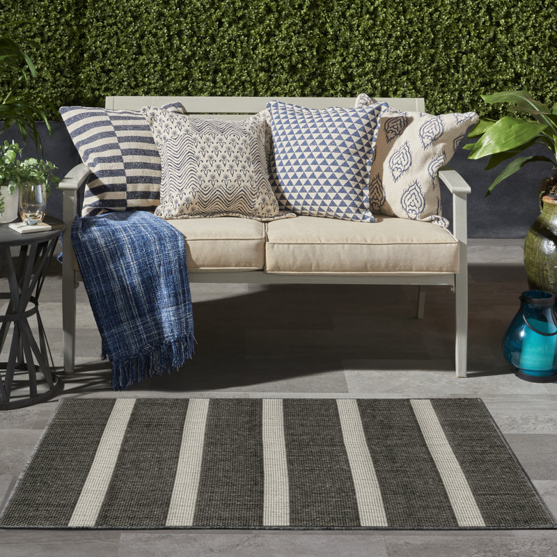  Positano 2' x 3' Black Ivory Modern Rug, Black, Rectangle 2' x 3'