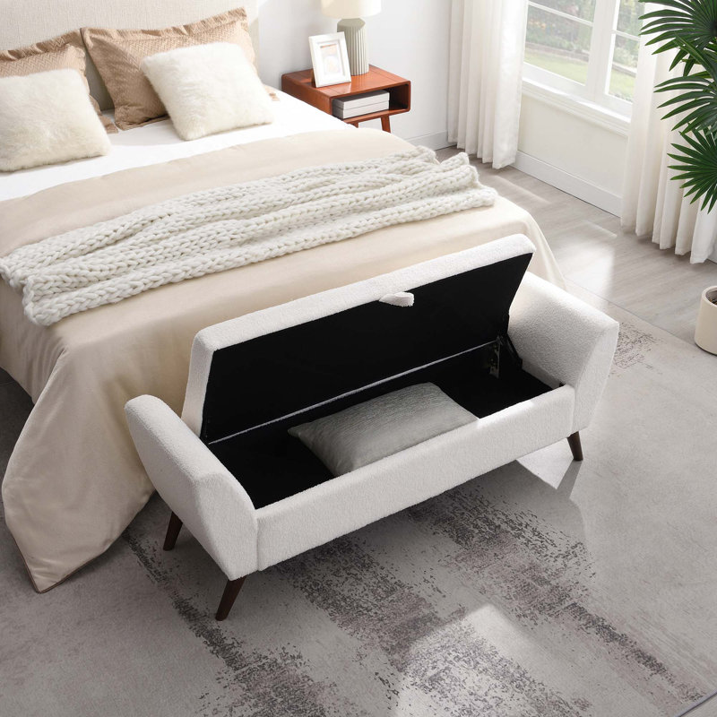 Banc de rangement Mid-Century moderne avec espace spacieux pour l'organisation du salon et de la chambre à coucher et des sièges