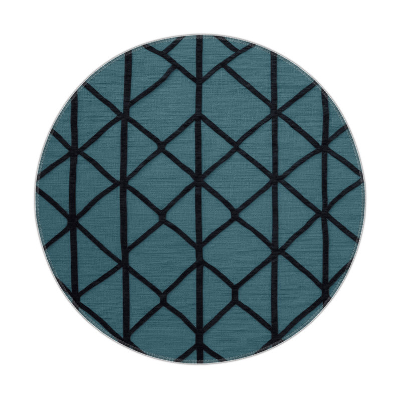 Trellis Blue Indoor and Outdoor Area Rug, Rectangle 5' x 7'