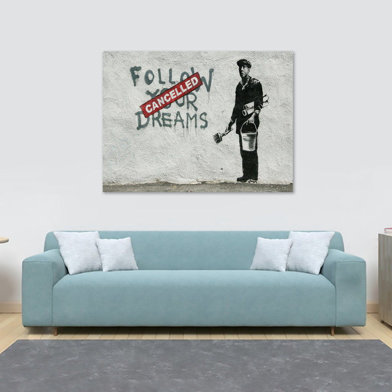 Banksy Follow Your Dreams by Banksy - Wrapped Canvas Print, 84cm H x 120cm W x 3.8cm D