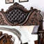 Grand lit de luxe grand, style traditionnel, cerisier brun, bois massif et bois de marbre, faux sculpté
