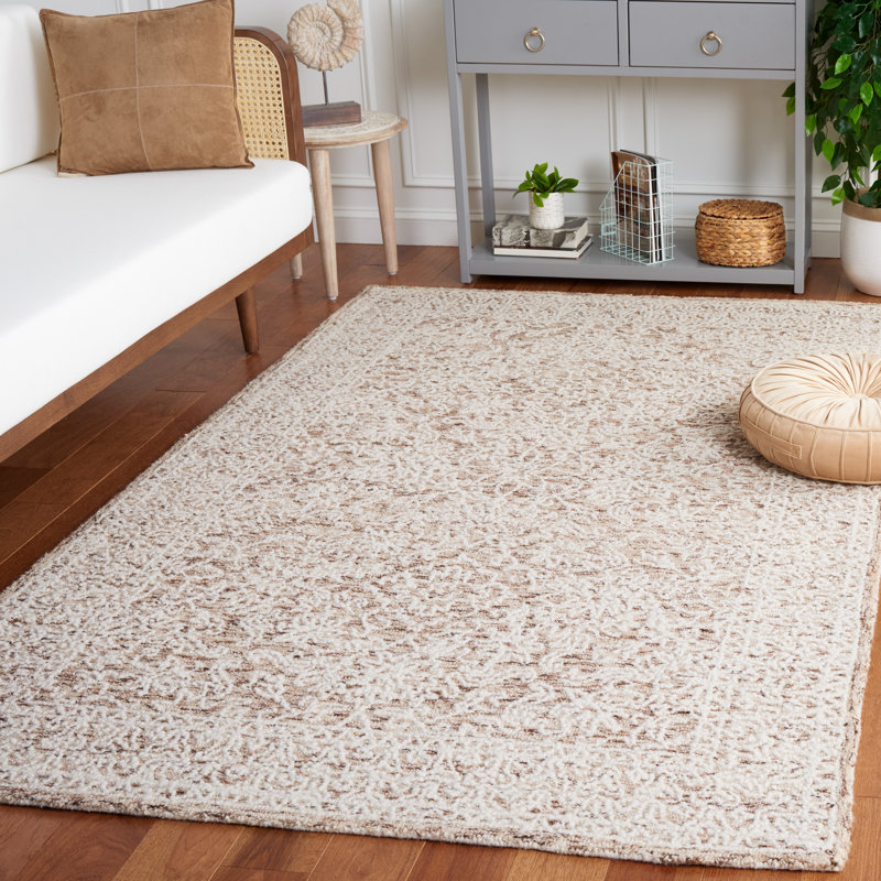 Kaitrin Hand Tufted Wool Pile Floral Rug, Rectangle 4' x 6'