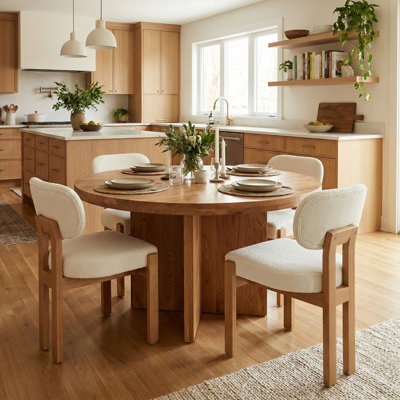 Ahn Wooden Dining Chairs, Modern Fabric Upholstered Dining Room Chair Kitchen Chairs, Farmhouse Dinner Chair for Kitchen Dining Room