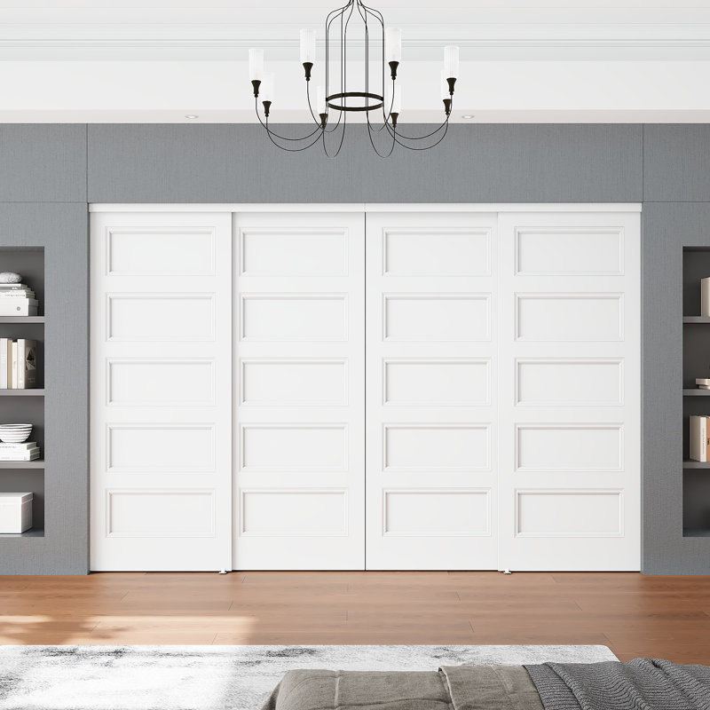 Porte coulissante intérieure blanche 80 "pour garde-manger et garde-robe avec quincaillerie complète, 120 po x 80 po